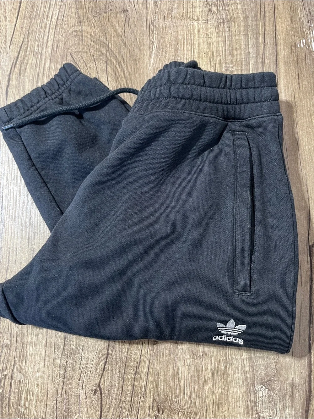 adidas Black Trefoil Fleece Joggers for Men